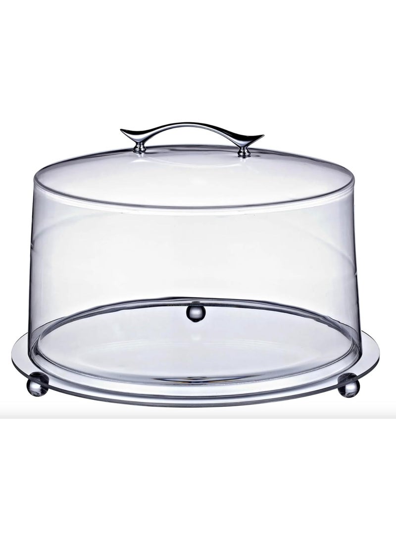 Orchid Clear Acrylic Round Cake Holder with Lid, Transparent Cake Dome Stand for Cakes, Desserts, Pastries & Bakery Items, Food Display Dome, Cake Platter with Lid, Cupcake Storage Container